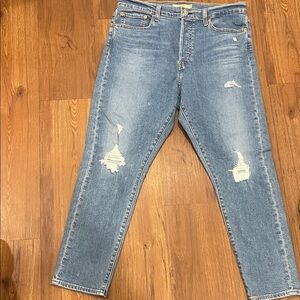 Womens Blue Distressed Slim Jeans Wedgie Skinny
